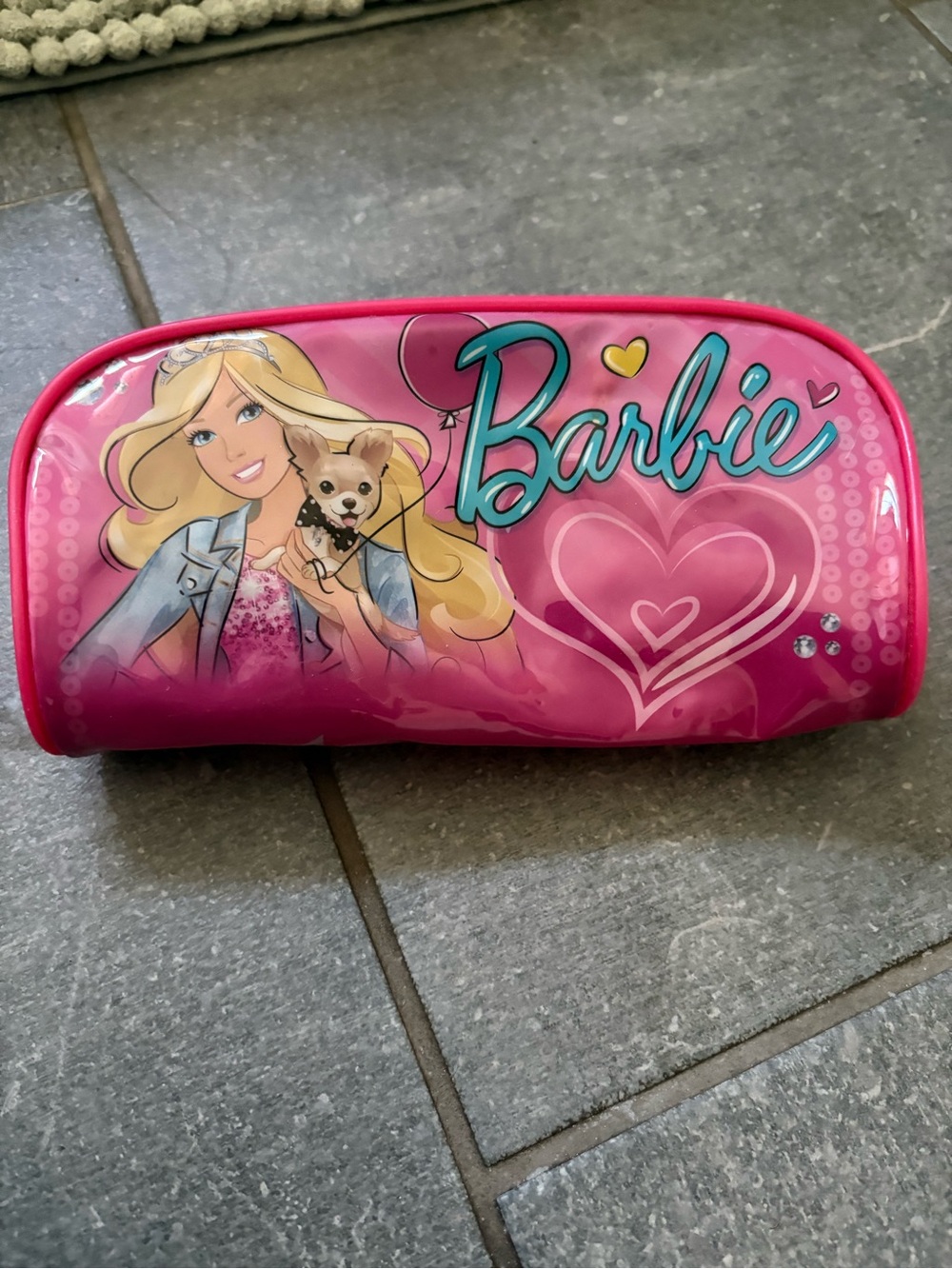 Barbie Pink Cosmetic Pouch with Heart & Graphic